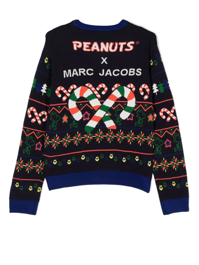 Shop Marc Jacobs Teen Snoopy Intarsia-knit Jumper In Blue