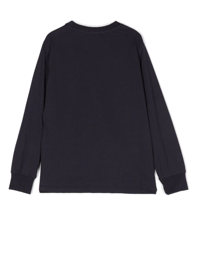 Fay Logo-print Long-sleeve T-shirt In Blue