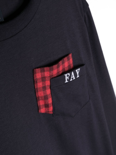 Fay Logo-print Long-sleeve T-shirt In Blue