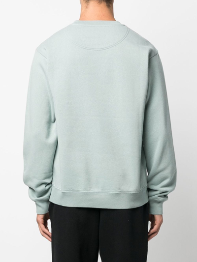 Shop Martine Rose Logo-print Long-sleeve Sweatshirt In Green
