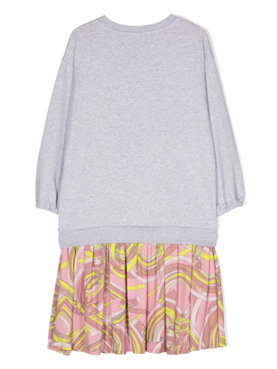 Shop Pucci Junior Graphic-print Sweatshirt Dress In Grey