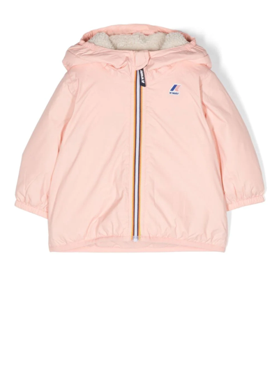 Shop K-way Stripe-detail Hooded Jacket In Pink