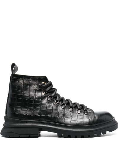 Shop Giuliano Galiano Ronnie Cocco Crocodile-effect Boots In Black