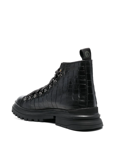 Giuliano Galiano Ronnie Cocco Crocodile-effect Boots In Black