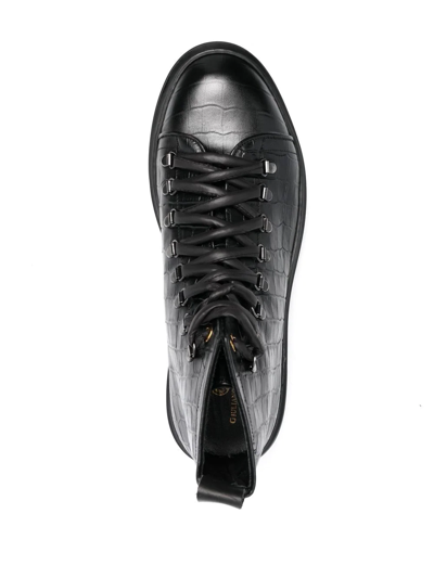 Shop Giuliano Galiano Ronnie Cocco Crocodile-effect Boots In Black