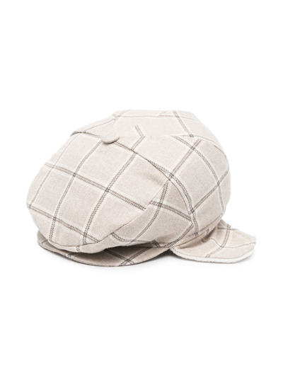 Shop Colorichiari Plaid-check Cotton Cap In Neutrals