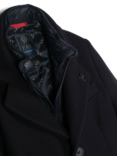 Fay Layered Single-breasted Coat In Blue