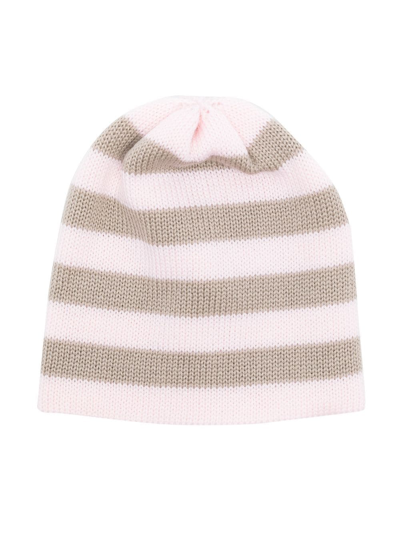 Shop Little Bear Stripe-print Knit Beanie In Pink