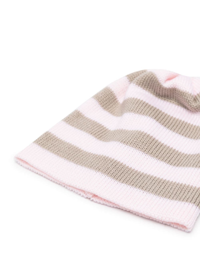Little Bear Stripe-print Knit Beanie In Pink