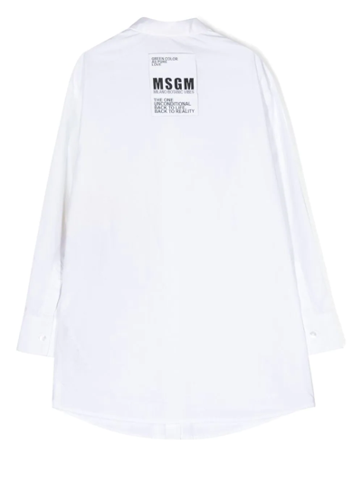 Shop Msgm Floral-print Shirt Dress In White