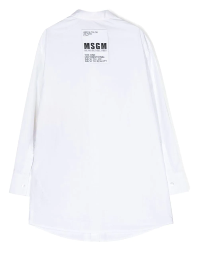 Msgm Floral-print Shirt Dress In White