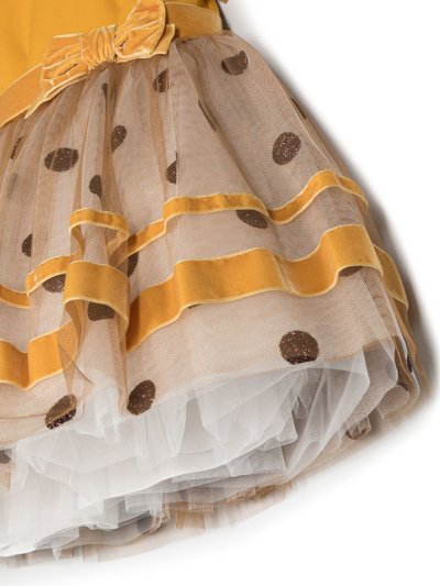 Shop Colorichiari Polka-dot Print Tulle Dress In Yellow