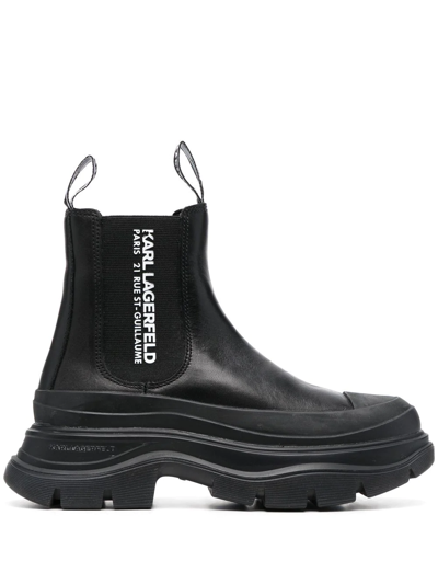 Shop Karl Lagerfeld Logo-print Chelsea Boots In Black