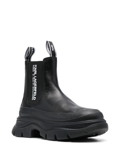 Karl Lagerfeld Luna Maison Karl Gore Boot Black Lthr In Black