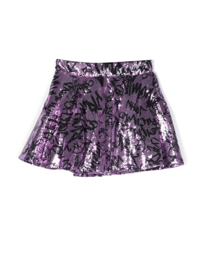 Shop John Richmond Junior Sequin-embellished Mini Skirt In Purple