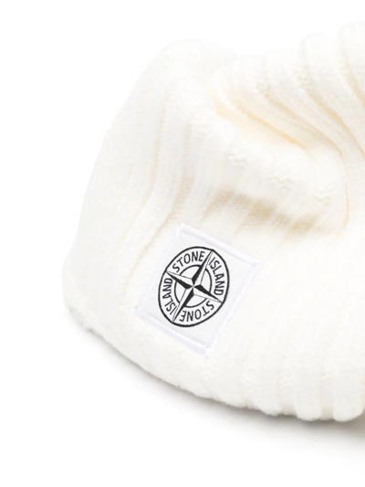 Shop Stone Island Junior Logo-patch Ribbed Snood In Neutrals