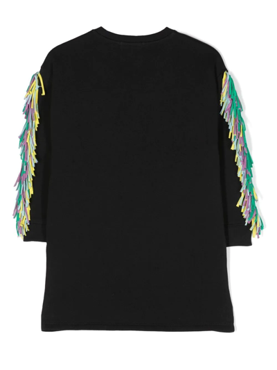 Stella Mccartney Fringed Star-patch Sweater Dress In Black