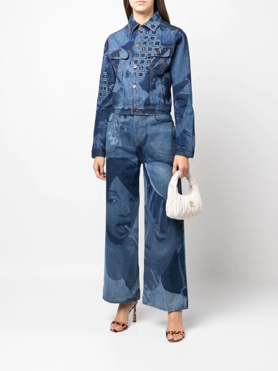 Ahluwalia Graphic-print Denim Jacket In Blue