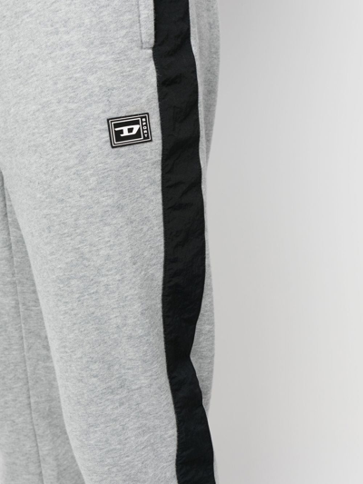 Diesel Logo-patch Drawstring Track Pants In Grey