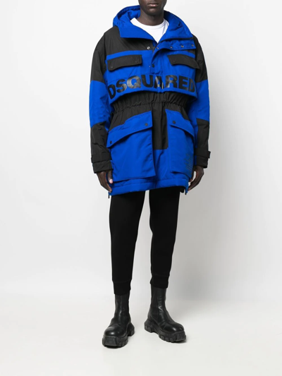 Dsquared2 Logo-print Parka In Blue