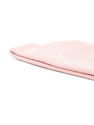 Shop Palm Angels Logo-embroidered Knit Hat In Pink