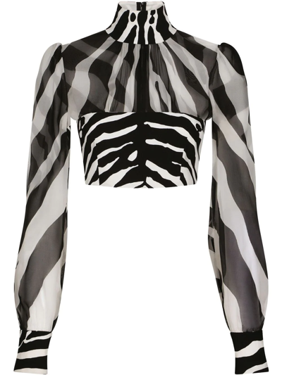 Shop Dolce & Gabbana Long-sleeve Zebra-print Top In Black