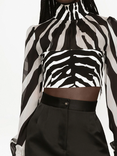 Shop Dolce & Gabbana Long-sleeve Zebra-print Top In Black