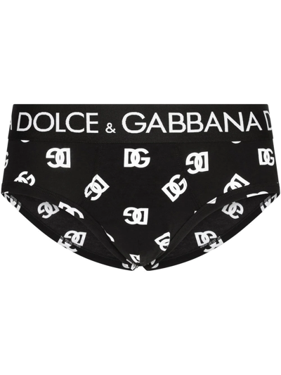 Shop Dolce & Gabbana Brando Logo-waistband Briefs In Black