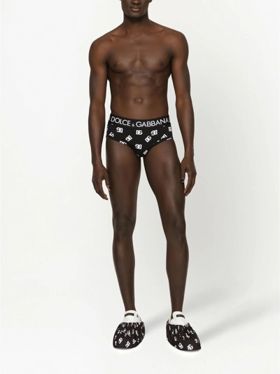 Shop Dolce & Gabbana Brando Logo-waistband Briefs In Black