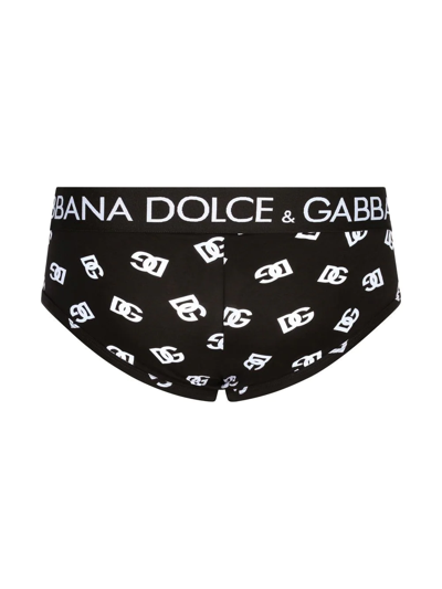 Shop Dolce & Gabbana Brando Logo-waistband Briefs In Black