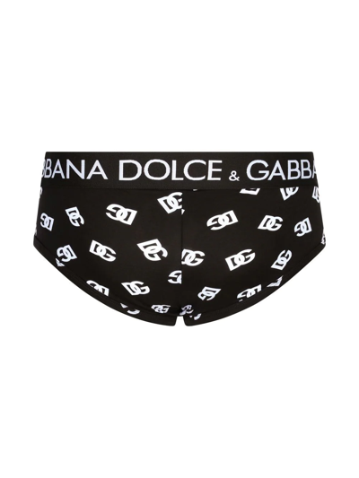 Dolce & Gabbana Dg Logo-print Briefs In Black