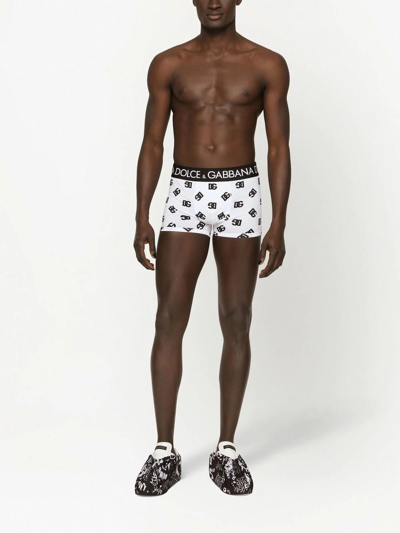 Shop Dolce & Gabbana Dg Logo-print Boxer Shorts In White