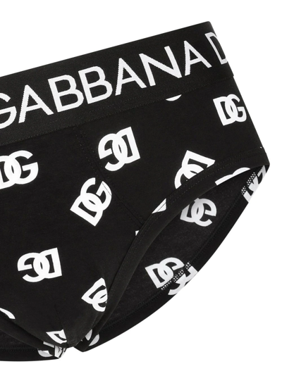 Shop Dolce & Gabbana Brando Logo-waistband Briefs In Black