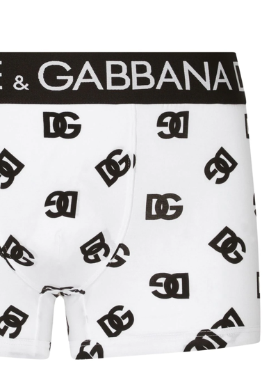 Shop Dolce & Gabbana Dg Logo-print Boxer Shorts In White