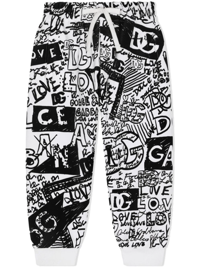 Shop Dolce & Gabbana Graffiti-print Tracksuit Bottoms In Black