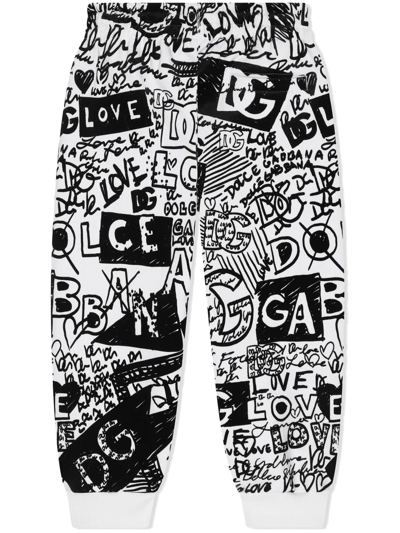 Shop Dolce & Gabbana Graffiti-print Tracksuit Bottoms In Black