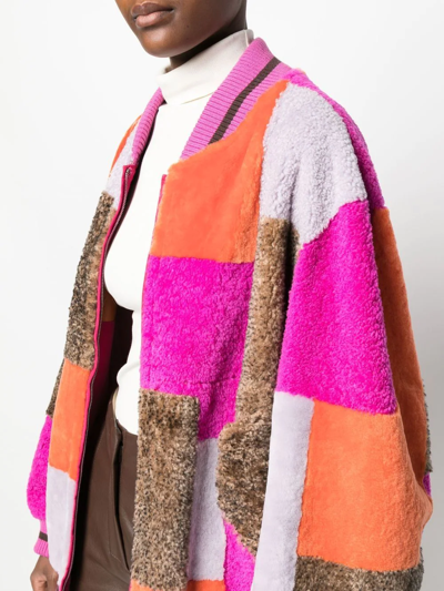 Shop Simonetta Ravizza Petra Abstract-pattern Bomber-jacket In Pink