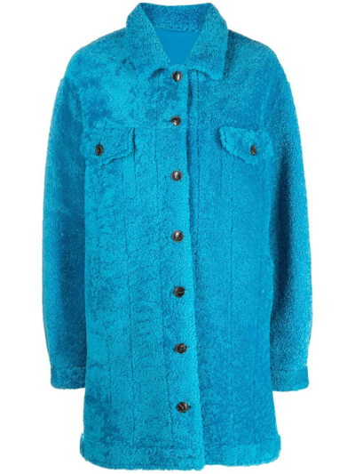 Shop Simonetta Ravizza Jonny Shearling Shirt-jacket In Blue