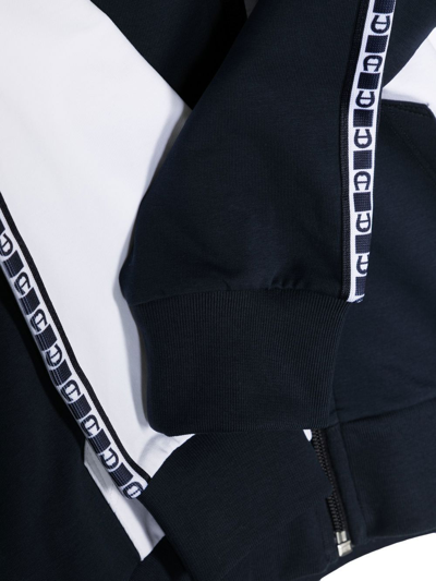 Aigner Colour-block Zip-up Hoodie In Blue