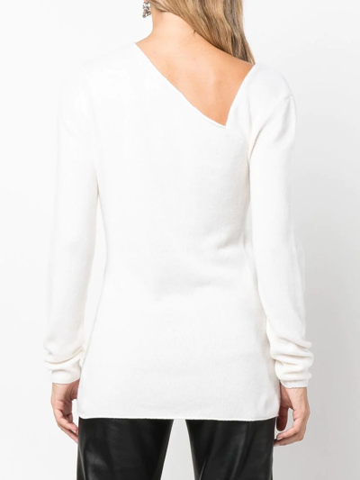 Tom Ford Cut-out Detail Asymmetric-neck Jumper In Aw003 Chalk