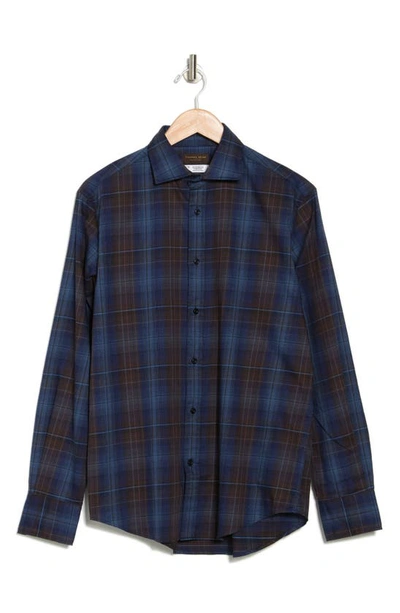Shop Thomas Dean Plaid Flannel Shirt In Blue
