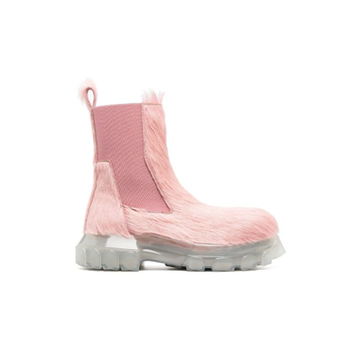Shop Rick Owens Pink Beatle Bozo Tractor Leather Chelsea Boots