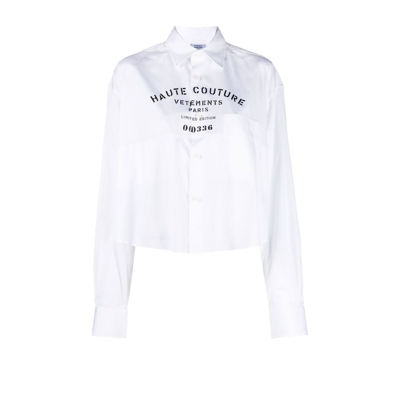 Shop Vetements White Haute Couture Logo Cropped Shirt