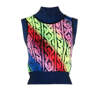 Shop Agr Blue Cable Jacquard Wool Vest
