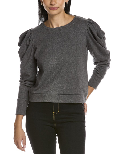 Shop Lea & Viola Puff Sleeve Sweatshirt In Grey