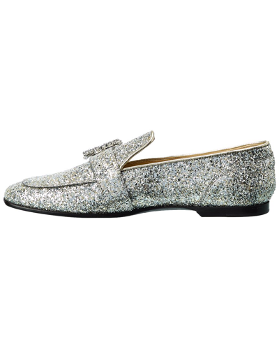 Shop Jimmy Choo Mani Glitter Loafer In Silver