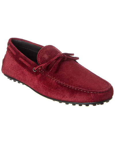 Shop Tod's Tods City Gommino Suede Loafer In Red