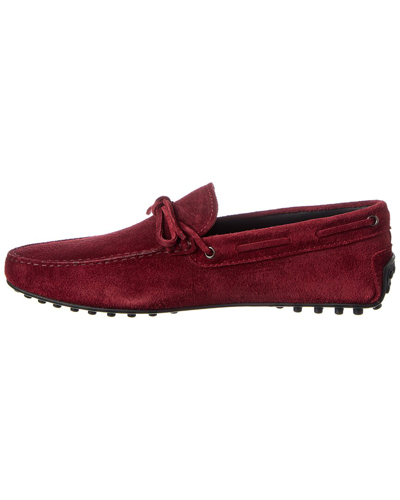 Shop Tod's Tods City Gommino Suede Loafer In Red