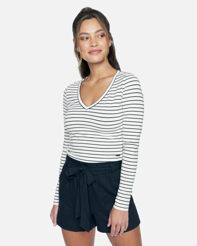 Shop Hybrid Apparel Women's Sophie Fitted T-shirt In Feeder Stripe
