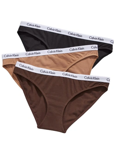 Shop Calvin Klein Carousel Bikini 3-pack In Sand,umber,black